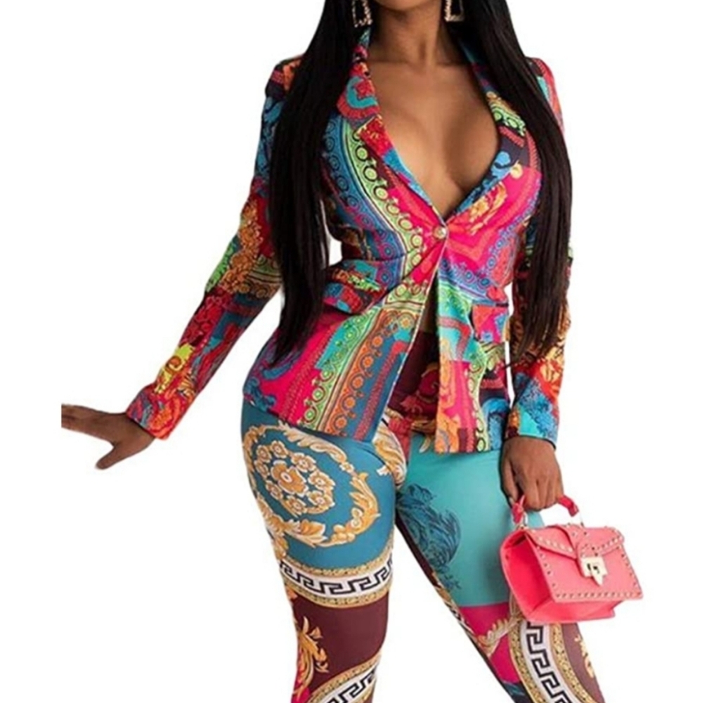 Multi Colored Sexy Two Piece Pant Set